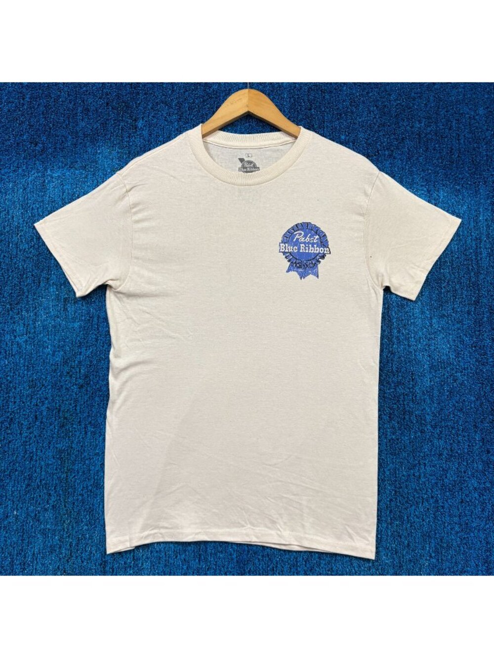 Pabst Blue Ribbon Beer Beige T-Shirt Size Large